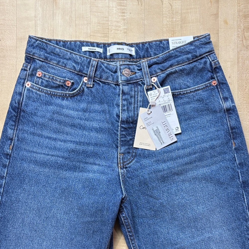 NWT Mango Havana2 Jeans Women’s 30x26 Size 6 High-Waist Straight-Leg Denim